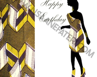 280 Earthday Empress Greeting Card, Afro-Caribbean Birthday Card, Black greetings, Black female birthday, African American, Sillouhette