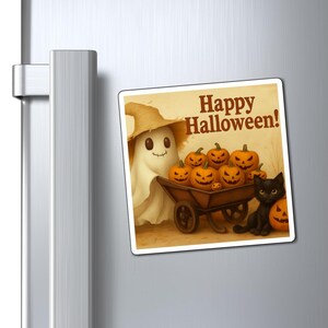 Halloween Fridge Magnets: Ghost, Cat, Pumpkin - Spooky Holiday Decor