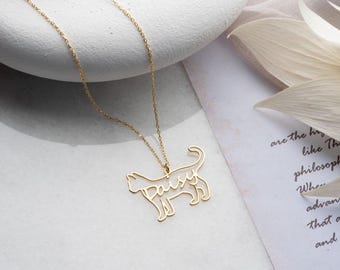 Sterling Silber Katze Halskette, zierliche Kätzchen Anhänger, Minimalist Schmuck für Tierliebhaber