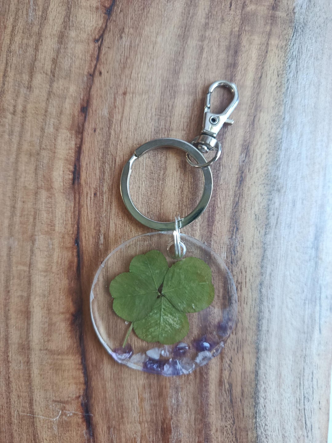 Genuine Four Leaf Clover Keychain | 4 Leaf Clover Bag Charm With ...