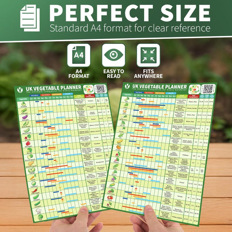 Waterproof Garden Planner Poster: UK Vegetable Sowing & Harvest Guide ...