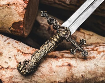 Espada do Dragão Vlad, o Empalador, Forjada à Mão – Réplica de Drácula: A História Nunca Contada, Adereço para Cosplay, Peça de Colecionador Pronta para Exibição.