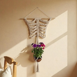 Macrame Skeleton Plant Hanger: Gothic Decor