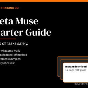 Guía de inicio del agente de IA Meta Muse, transferencia segura de tareas, administración diaria (PDF)