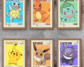 Pokemon Poster, Custom Pokemon gaming poster, film wall art, Large gaming Poster, custom print, Christmas, birthday, valentines gift