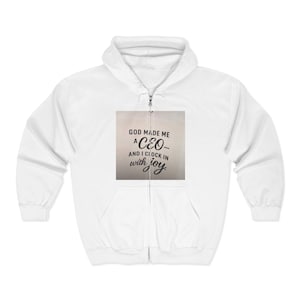 CEO Joy Hooded Sweatshirt, Unisex Zip Hoodie, Inspirational Sweatshirt, Gift for Entrepreneurs, Motivational Apparel