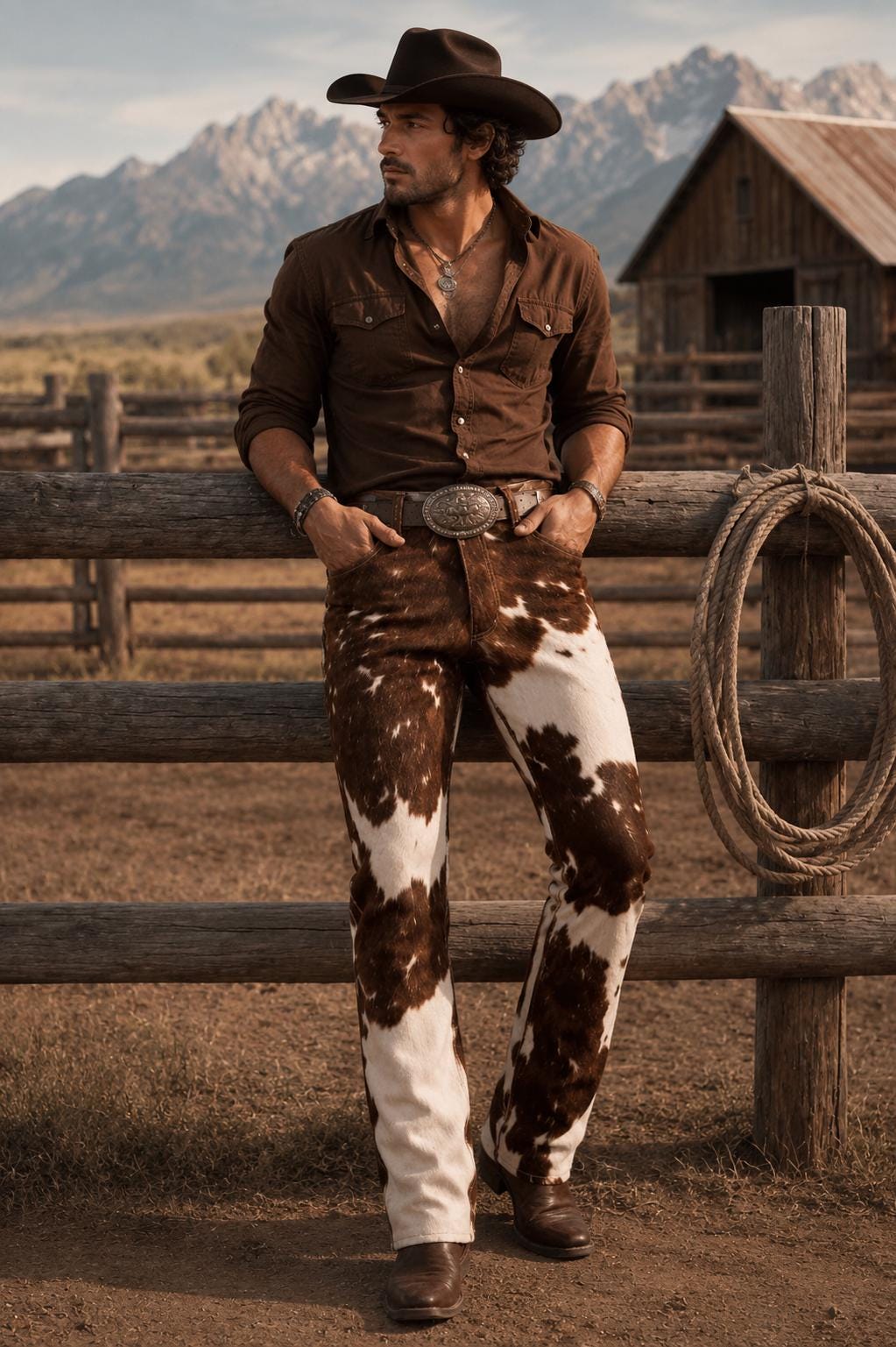 Cow print pants cowboy - Etsy 日本