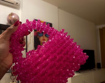 Pink Beaded Mini Bag — Handmade Statement Purse