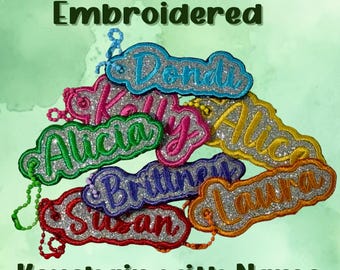 Custom Embroidered Keychain with Name