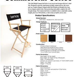Gold Medal 30" Bar Height Director's Chair – Commercial Series