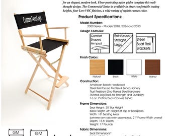 Gold Medal 30" Bar Height Director's Chair – Commercial Series