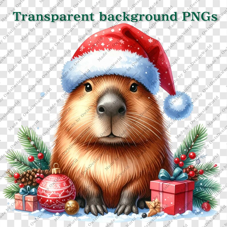 25 Christmas Capybara Clipart PNG Bundle, Cute Holiday Animals With ...