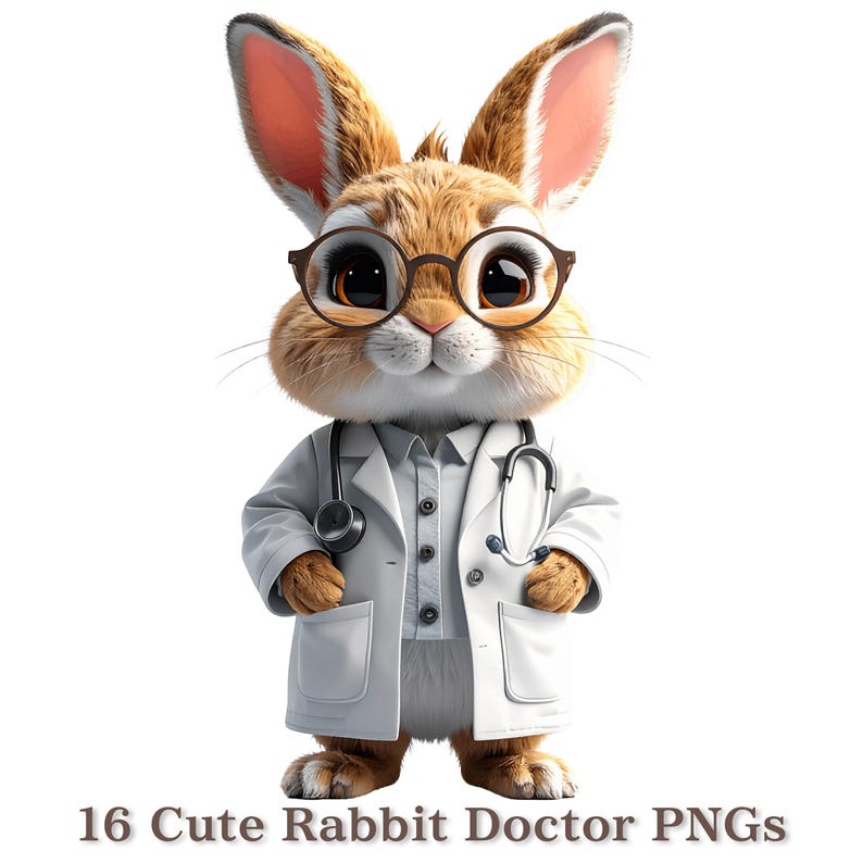 Doctor Rabbit Cartoon 16 Cute Bunny Doctor Clipart Pngs, Cartoon Rabbit Medical Illustrations ...