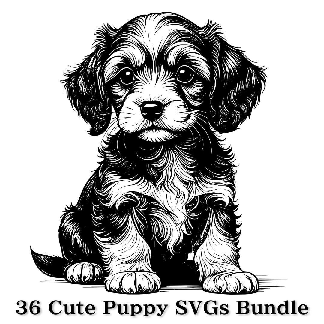 Puppy Clipart Bundle, 36 Dog SVG Files, Cute Puppy Illustration, Pet ...
