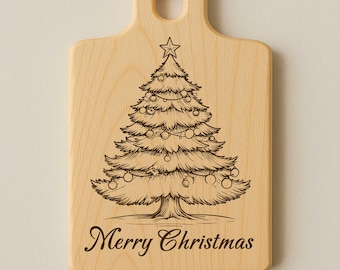 Christmas Tree SVG Bundle, 16 Engraving Designs, Holiday Cutting Board SVG, Christmas Line Art , Christmas Wood,  Laser Cut/Score Files