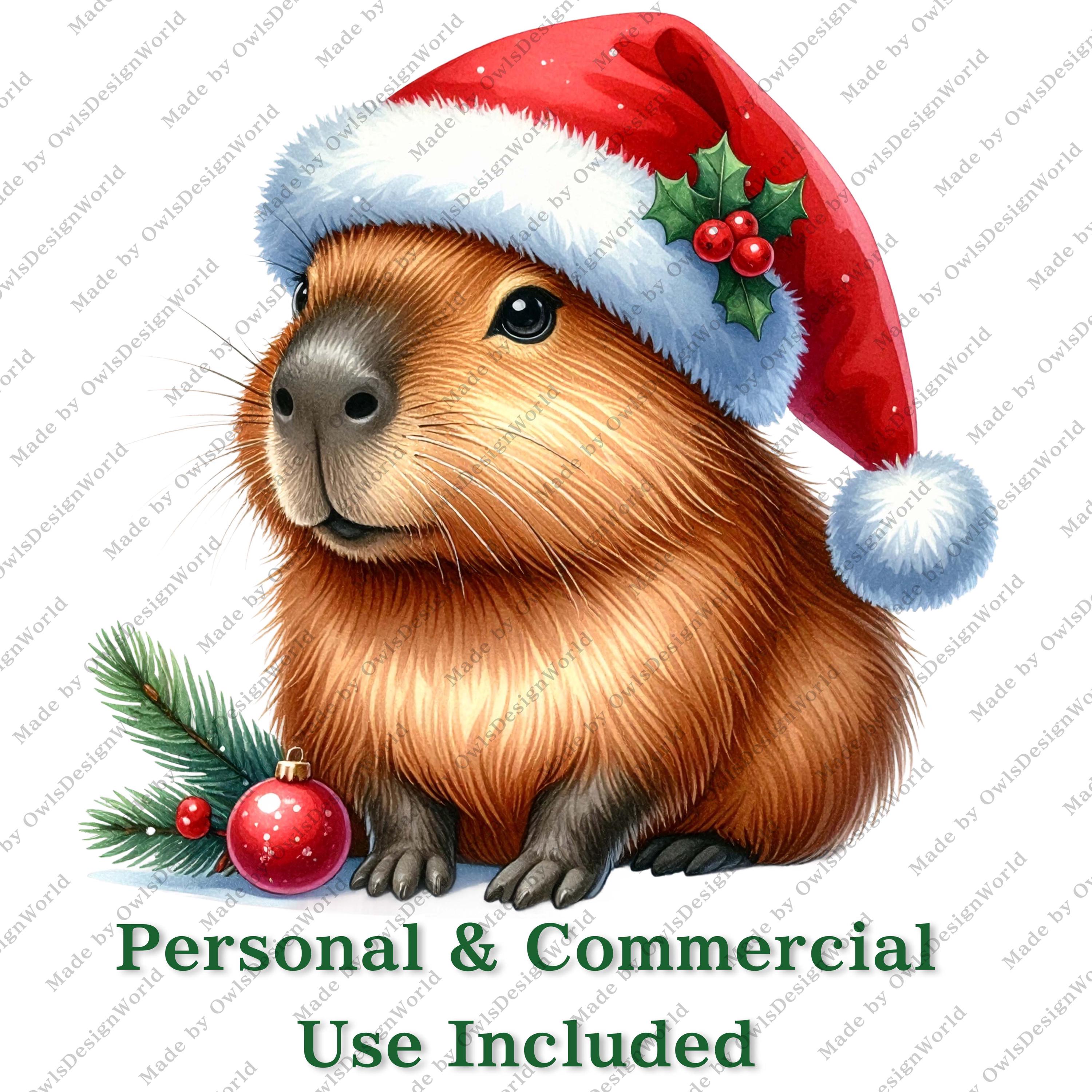 25 Christmas Capybara Clipart PNG Bundle, Cute Holiday Animals With ...
