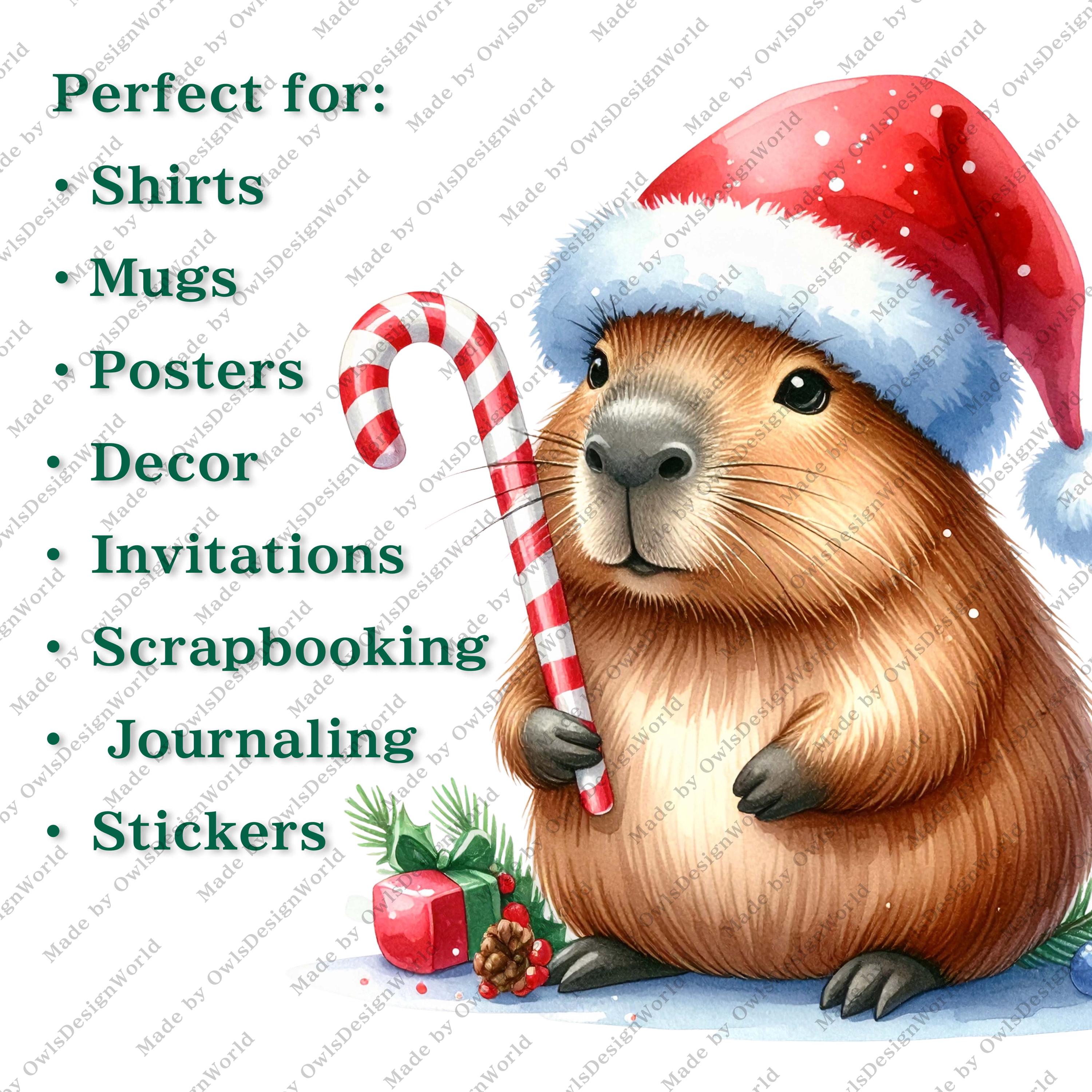 25 Christmas Capybara Clipart PNG Bundle, Cute Holiday Animals With ...