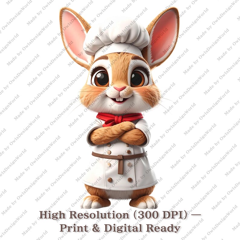 16 Cute Bunny Chef Clipart PNG, Cartoon Rabbit Cooking Illustrations ...
