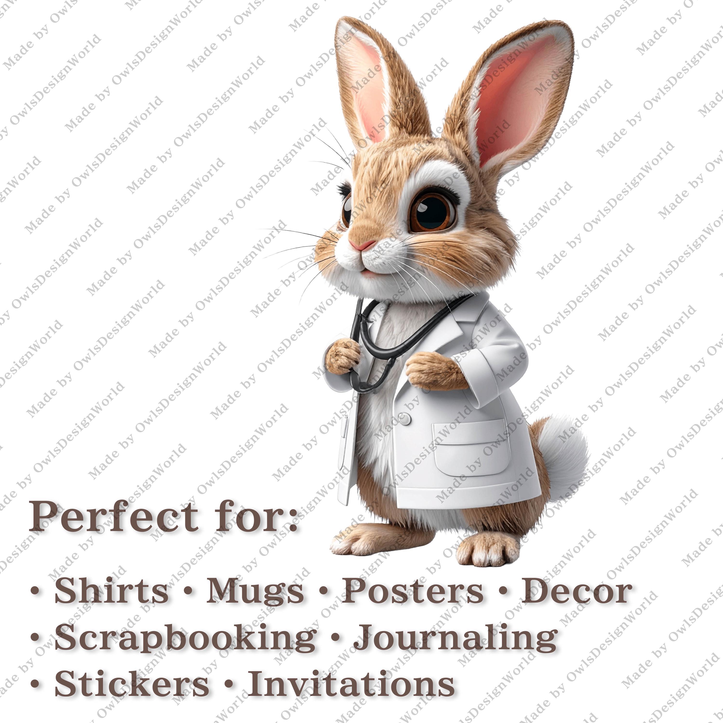 16 Cute Bunny Doctor Clipart Pngs, Cartoon Rabbit Medical Illustrations ...