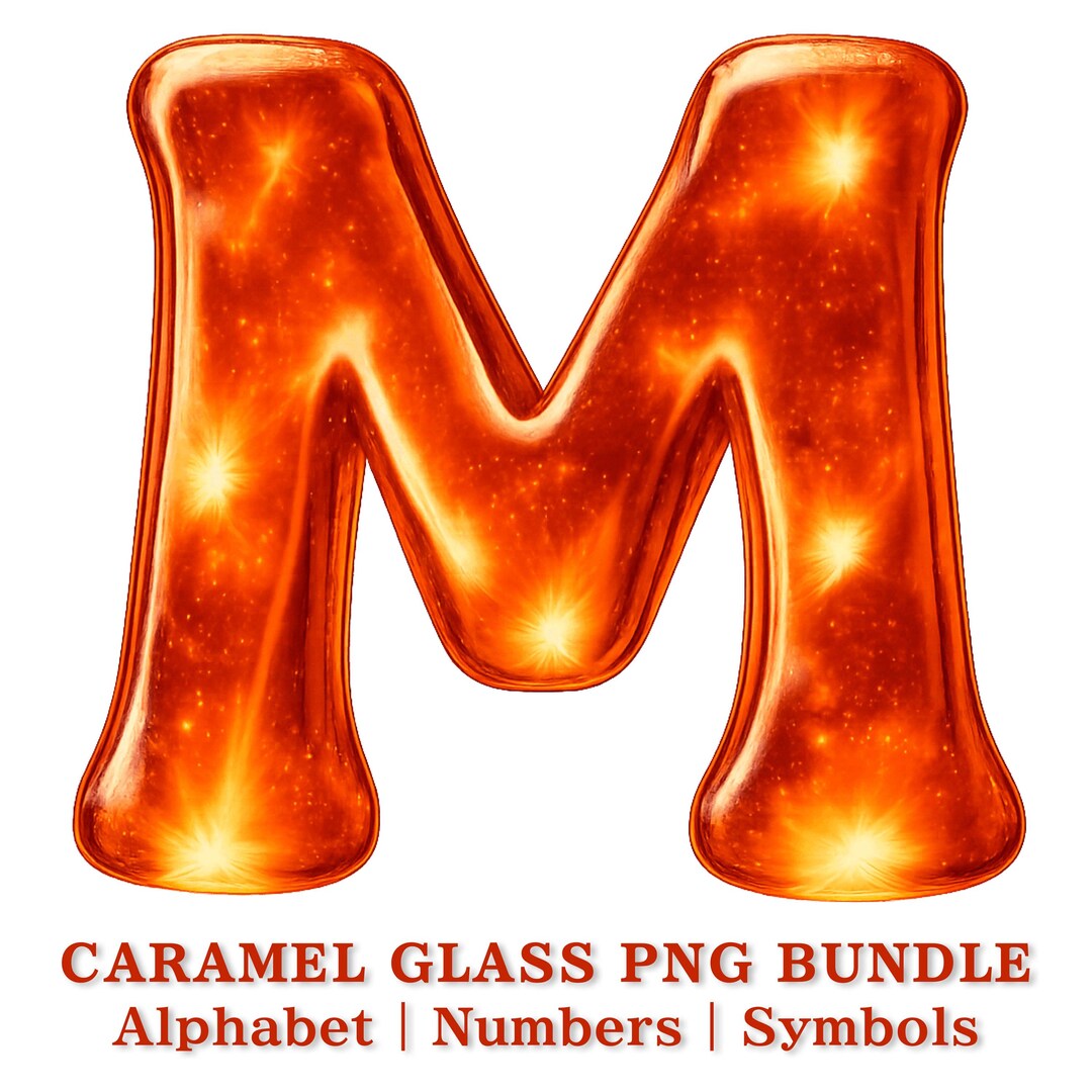 Caramel Glass Alphabet PNG Set, Amber Letters, Glass Number, Luxury ...