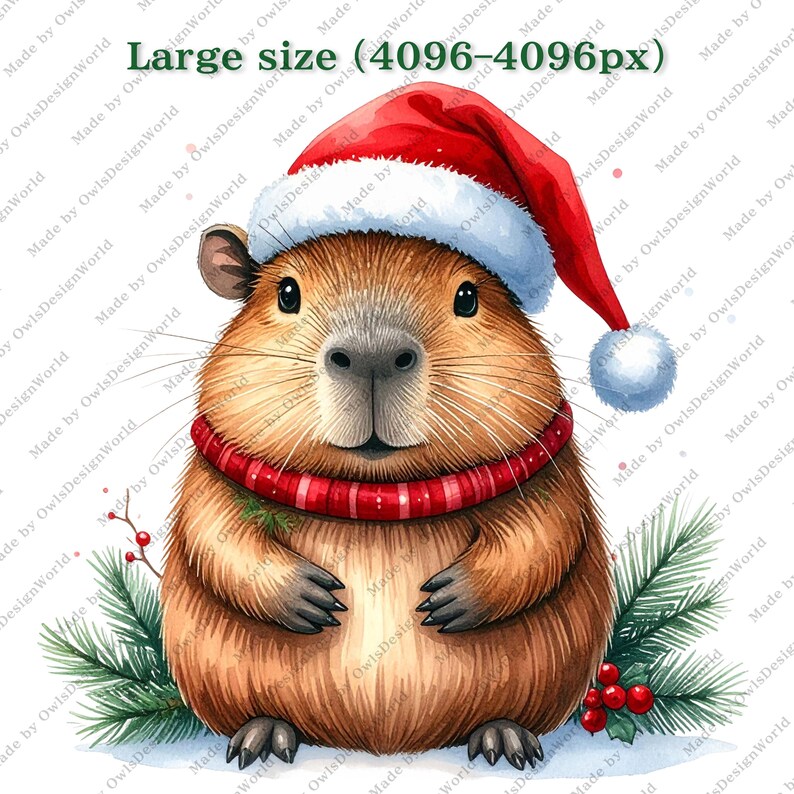 25 Christmas Capybara Clipart PNG Bundle, Cute Holiday Animals With ...