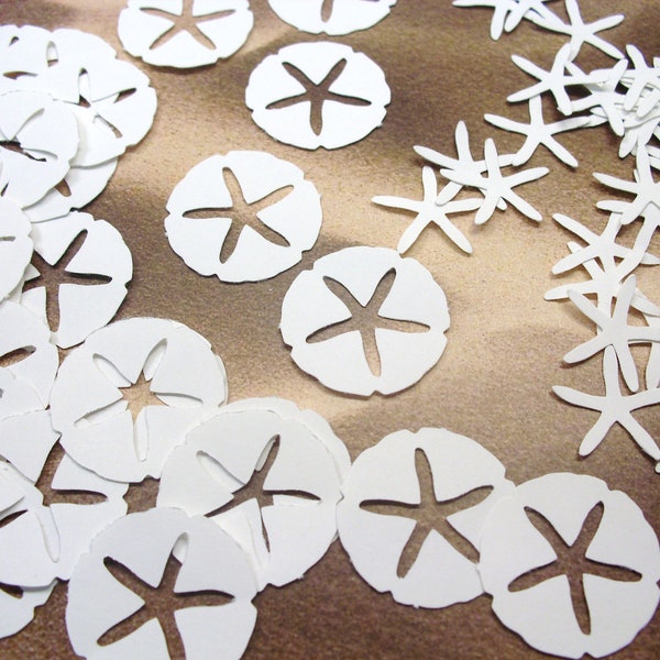 50 SAND DOLLARS and STARFISH for Wedding Card Making Scrapbooking Embellishments Punchies Punches Confetti