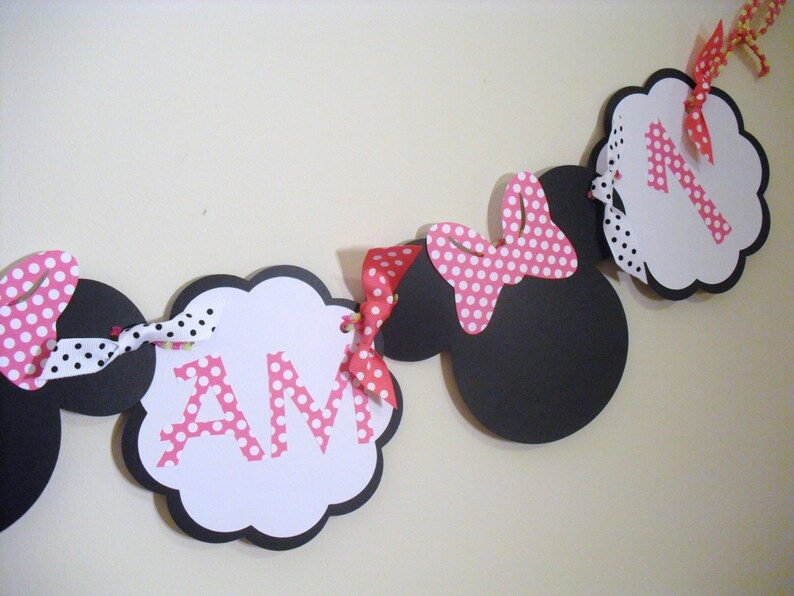 MINNIE MOUSE High Chair BANNER for Birthday Party Baby