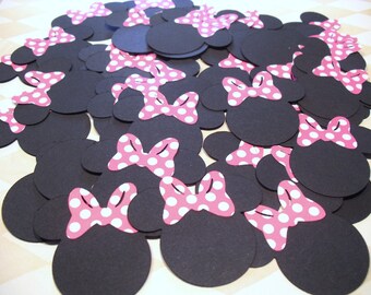 5 INCHES Minnie Mouse Heads 10 Total with Pink, Red, Zebra, Leopard Bow Die Cuts