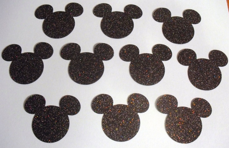 GLITTER Mickey Mouse Heads Cut Outs set of 10 Die Cuts 2 Etsy