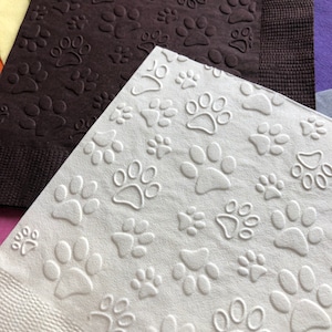 DOG PAW PRINT Puppy paws Embossed Paper Cocktail Drink Cake Party Celebration Napkins