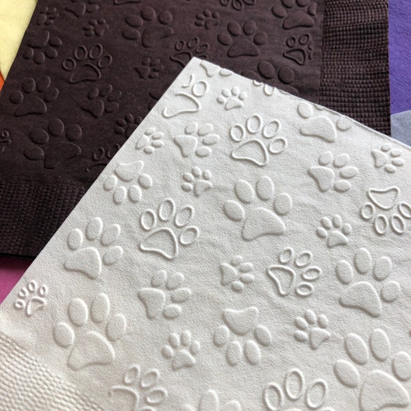 DOG PAW PRINT Puppy paws Embossed Paper Cocktail Drink Cake Party Celebration Napkins