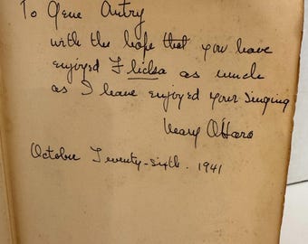 1941 Mi amigo Flicka FIRMADO Mary O'Hara INSCRIBIR en la Asociación Gene Autry Copia