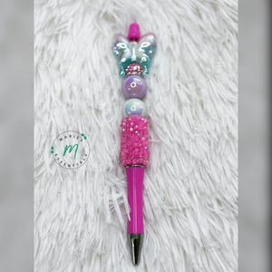 Schmetterling Perlen Bling Pen| Nachfüllbarer Kugelschreiber für Lehrer |Writers| Studenten| Bürogeschenke| Rosa und Türkis Dekoratives Briefpapier