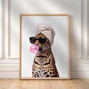 Pink Leopard Wall Art | Girly Wall Art | Trendy Cheetah Wall Print | Retro Coquette Room Decor | Digital Download