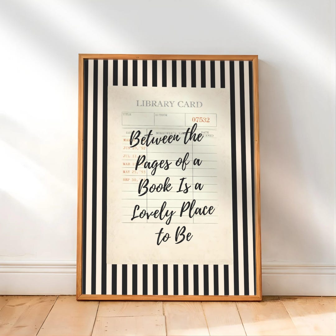 Library Card Wall Art Print, Vintage Book Lover Decor, Literary Quote ...