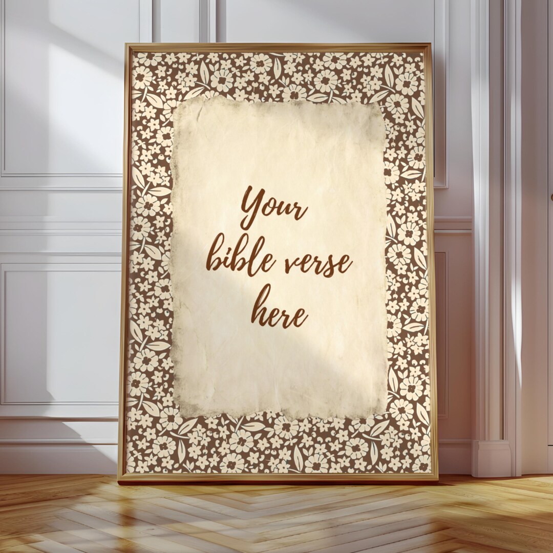 Custom Bible Verse Wall Art Printable, Vintage Floral Christian Decor ...