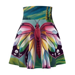 Butterfly Rainbow Skater Skirt: Boho Festival Fashion