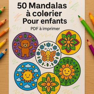 Kids Mandala Coloring Pages – Printable Coloring Book PDF –  Easy Mandalas for Children, Stress Relief Activities, Instant Download