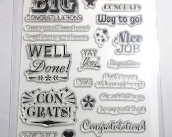 Gina K Designs Big Congrats Clear Stamp Set- Sentiments- Destash