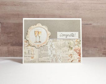 Handmade Congrats Card: Champagne Flutes Wedding/Engagement
