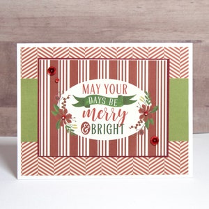 Christmas Card- Cards for Friends- Cards for Christmas- Merry & Bright Card- Handmade Christmas Card
