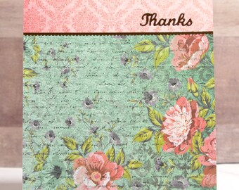 Thank You Card- Thanks Card- Gratitude Card- Handmade Thank You Card