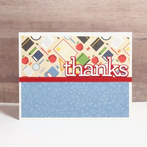 Thanks Teacher Card- Teacher Cards- For Teachers- School Cards- Handmade Teacher Card