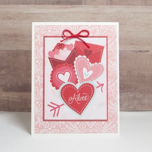 Valentine&#39;s Day Card- Hearts Card- Hearts Day Card- Cards for Her- Handmade Valentine Card