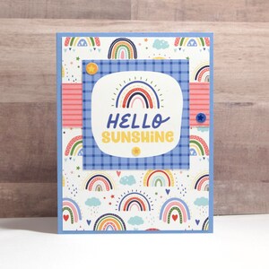 Rainbow Hello Card- Hello Sunshine Card- Hello Summer Card- Handmade Rainbow Card