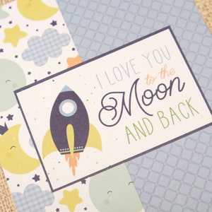 To the Moon and Back Baby Shower Card To the Moon & Back Love Baby Card Rocket Baby Card Handmade Baby Card image 9