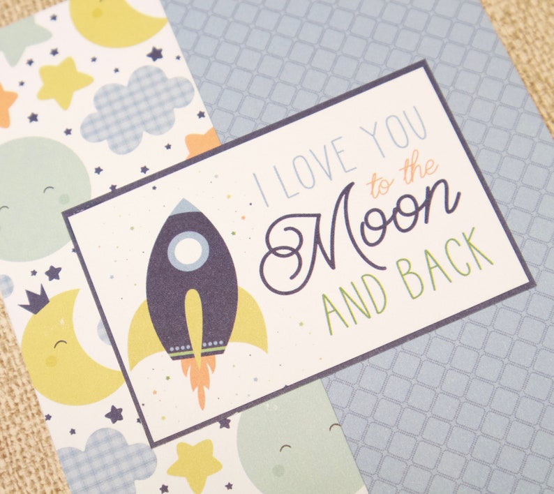 To the Moon and Back Baby Shower Card To the Moon & Back Love Baby Card Rocket Baby Card Handmade Baby Card image 9