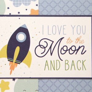 To the Moon and Back Baby Shower Card To the Moon & Back Love Baby Card Rocket Baby Card Handmade Baby Card image 4
