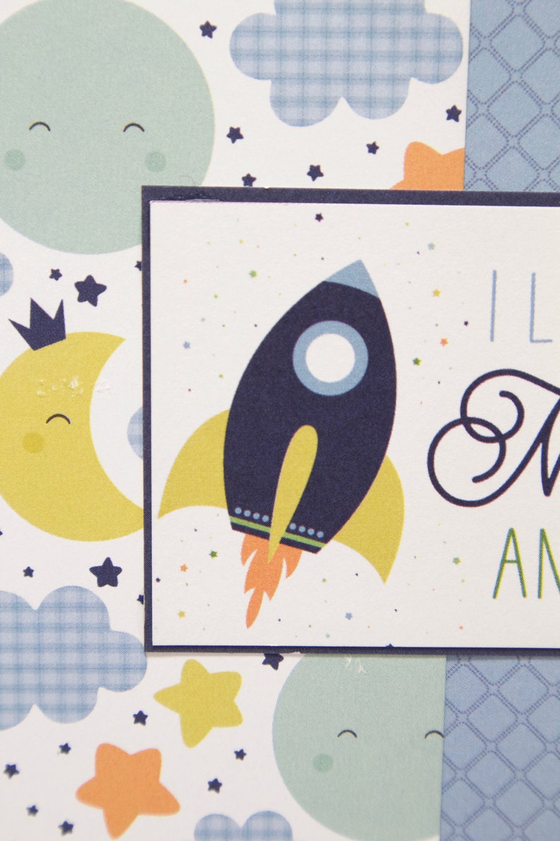 To the Moon and Back Baby Shower Card To the Moon & Back Love Baby Card Rocket Baby Card Handmade Baby Card image 5