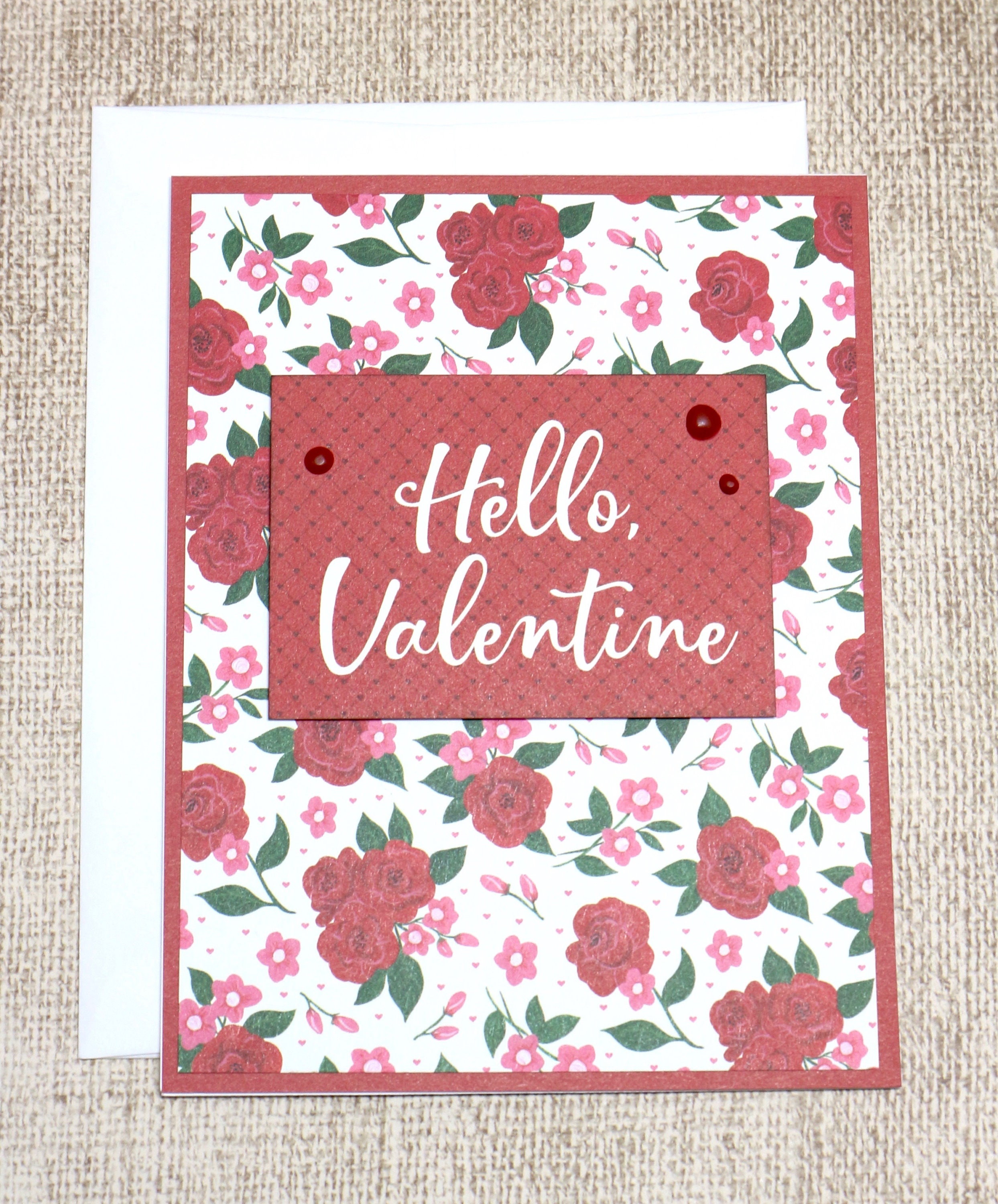 Handmade Valentine's Day Card – Floral, Hello Valentine - Etsy